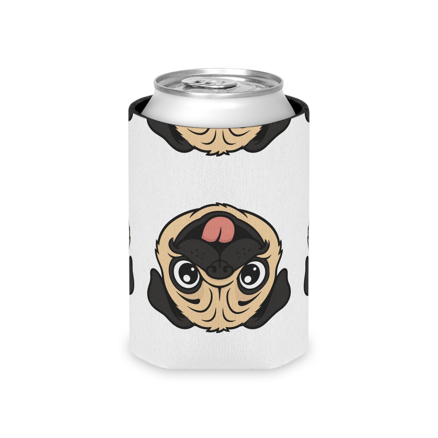 Pug Face Can Cooler — Cute Goofy Pug Beer Koozie