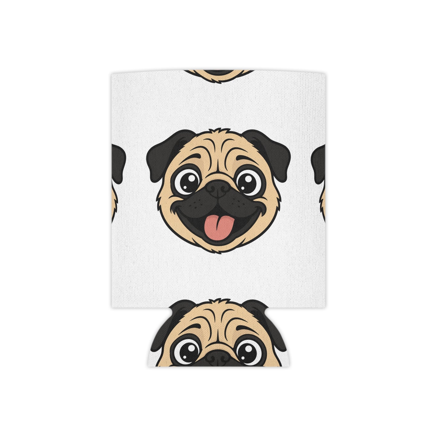 Pug Face Can Cooler — Cute Goofy Pug Beer Koozie
