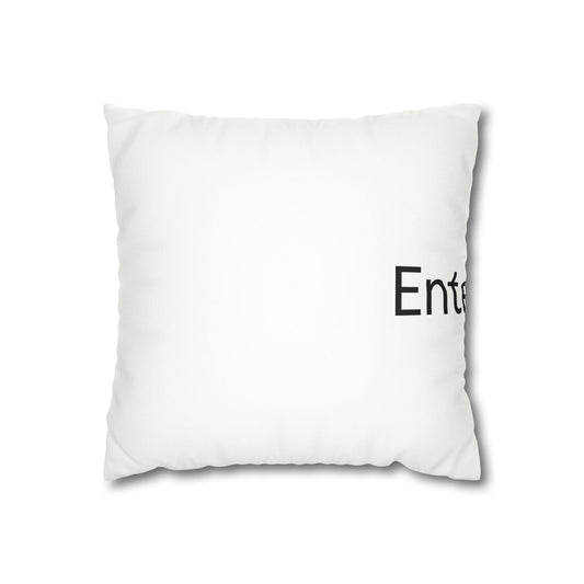 Faux Suede Pillowcase – Minimal 'Enter' Accent Decorative Cushion Cover