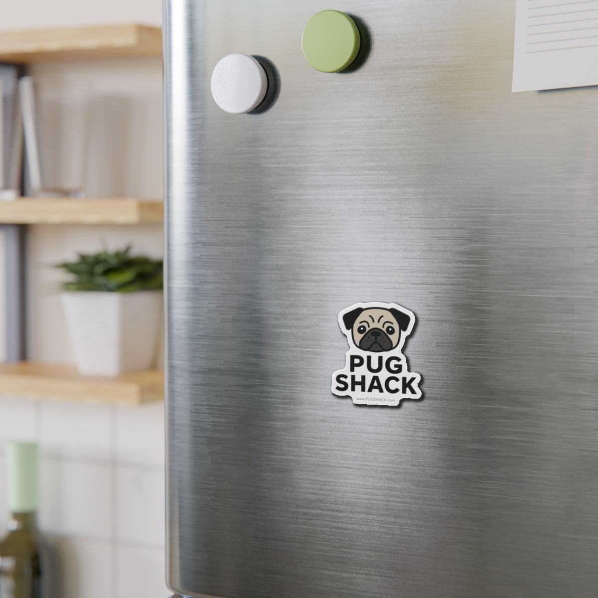 Pug Shack Die-Cut Magnet – Cute Pug Face Fridge Sticker