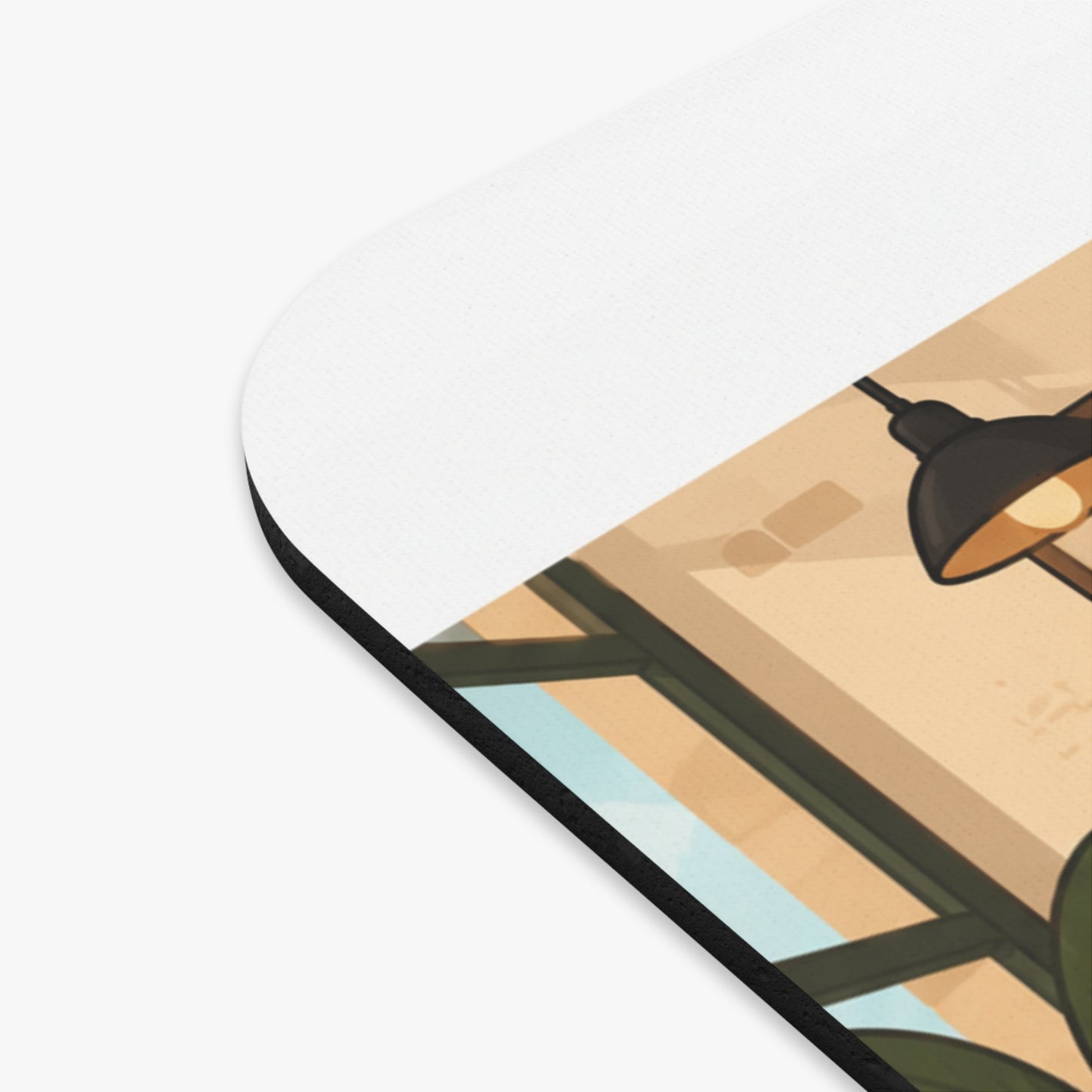 Cozy Pug Coffee Shop Mouse Pad — Cartoon Pugs Working, Sipping Espresso & Napping