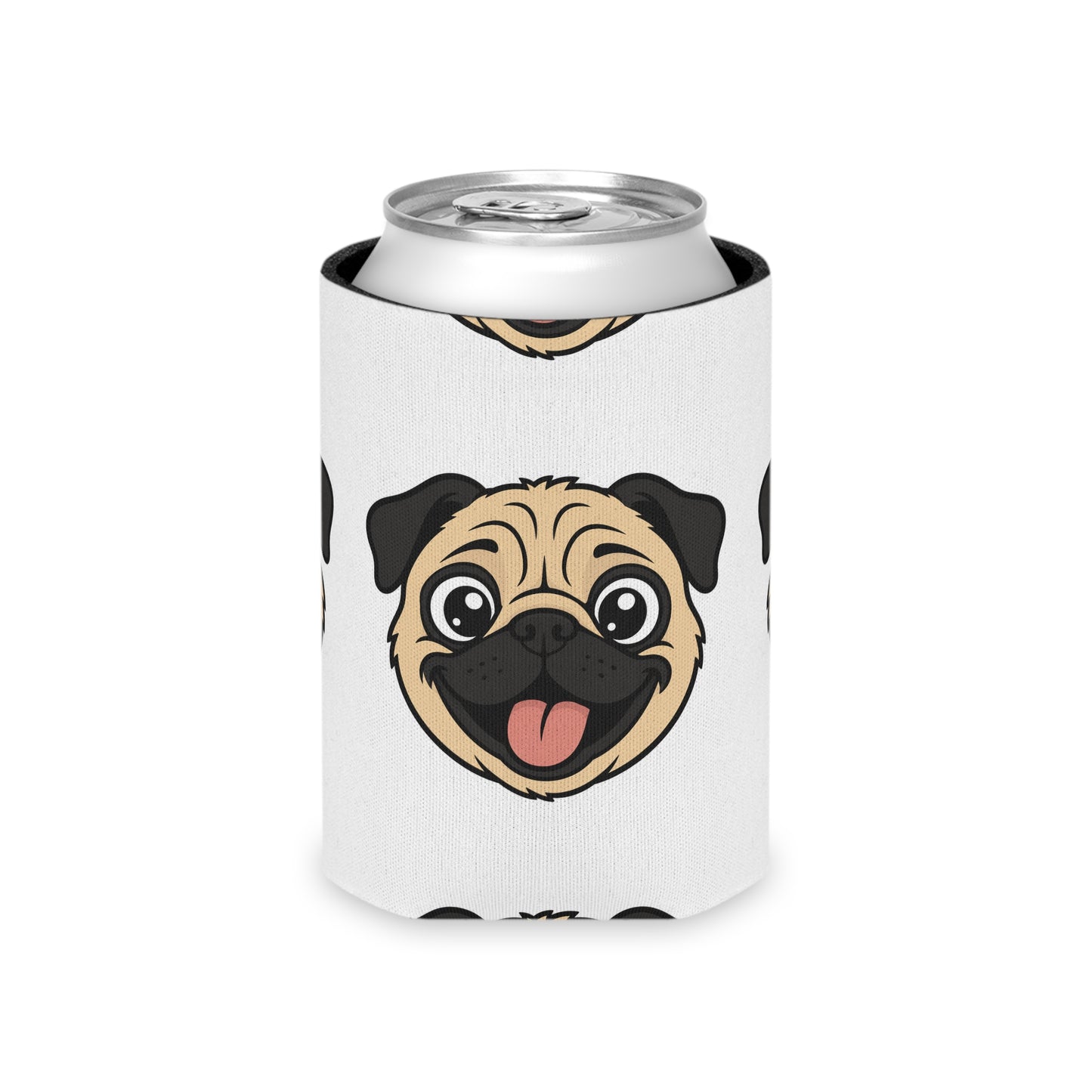 Pug Face Can Cooler — Cute Goofy Pug Beer Koozie
